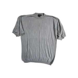 Vintage‎  Domani Platinum Men's  Knit Shirt Short Sleeve  Gray XL Mock Neck